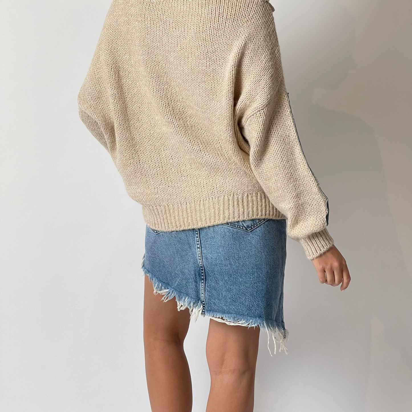 Wool & Denim Patch Pullover