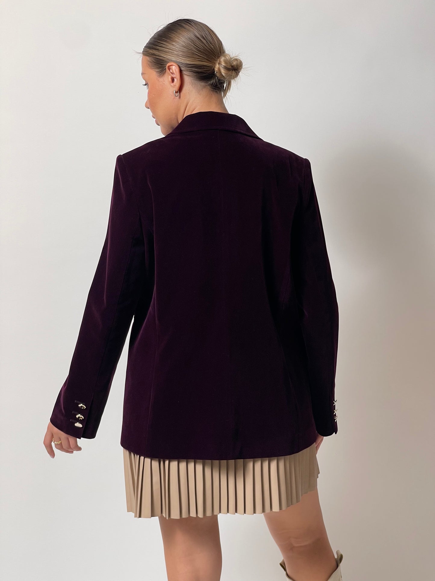 Velvet Blazer in Deep Plum