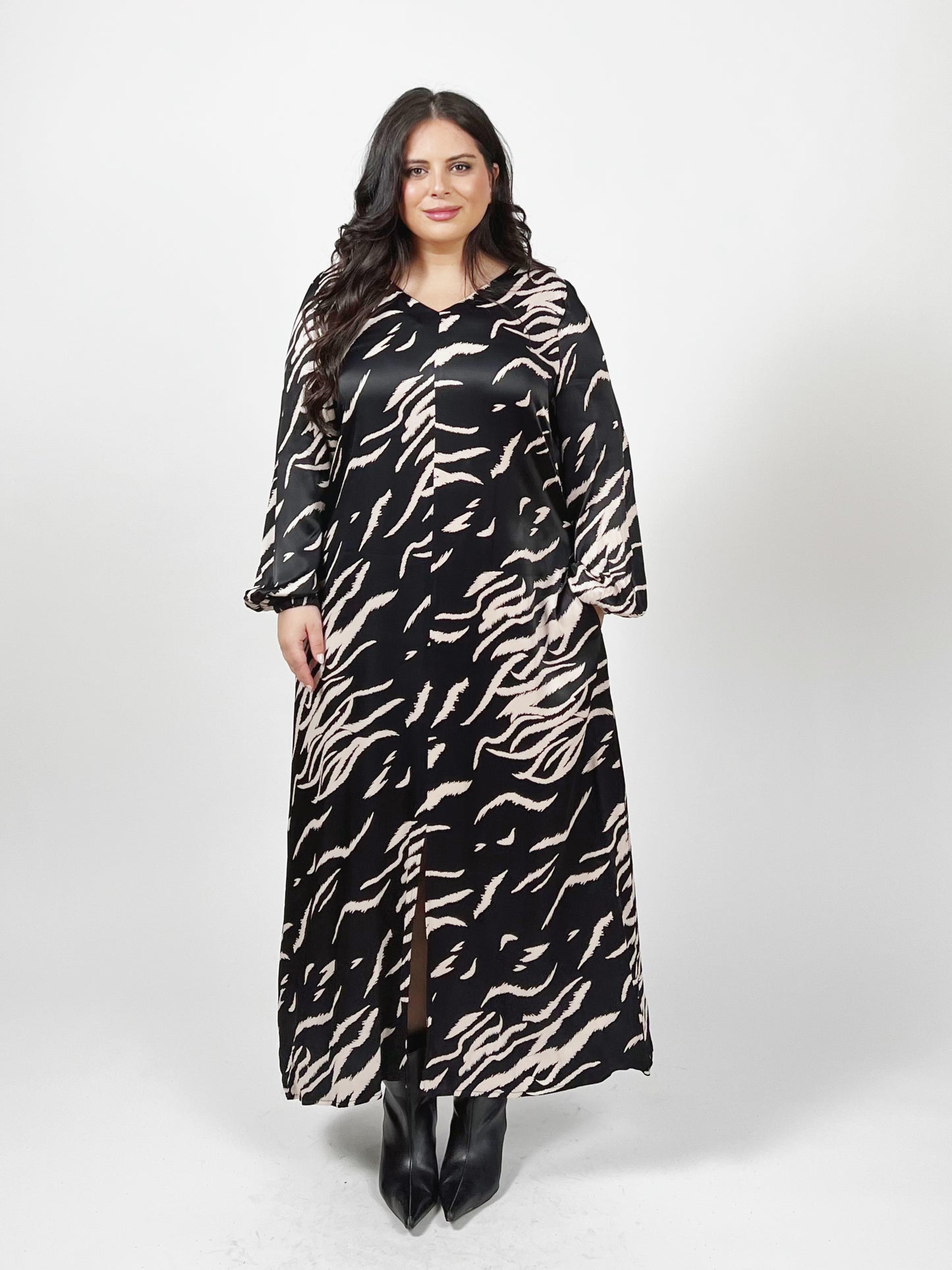 Zebra Silk Maxi Dress