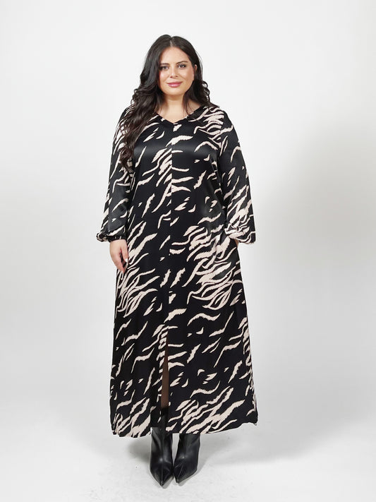 Zebra Silk Maxi Dress