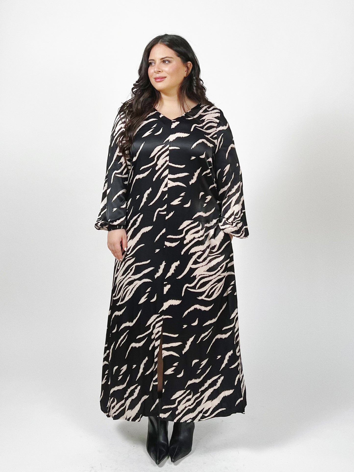 Zebra Silk Maxi Dress
