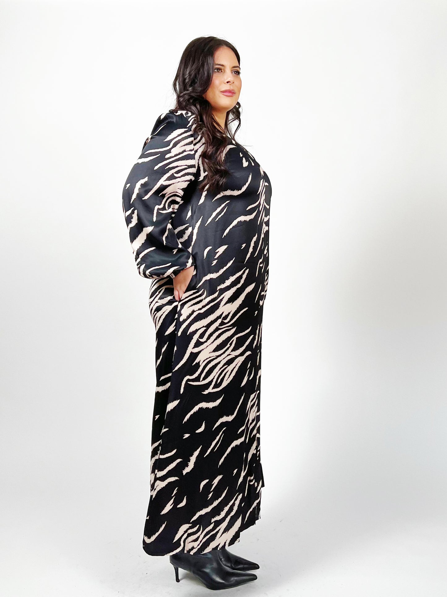 Zebra Silk Maxi Dress