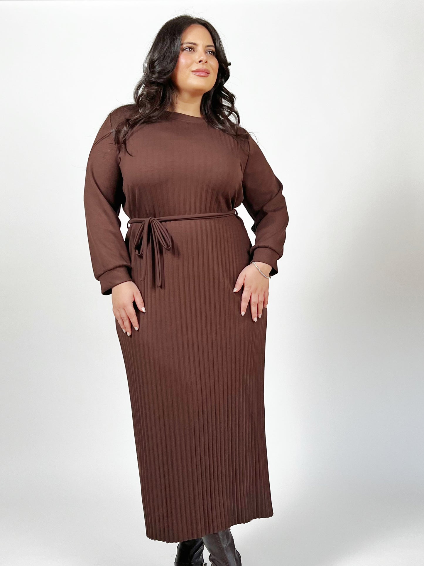 The Chocolate Pleated Dress