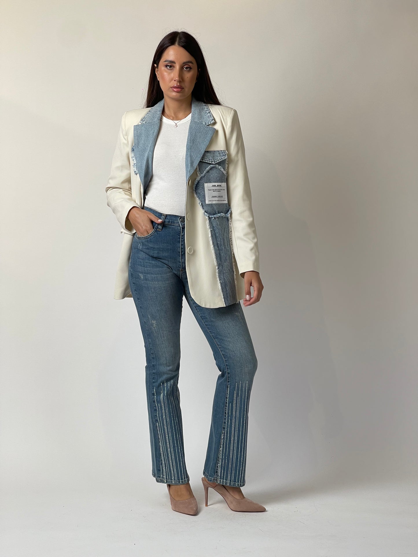 Crystal Hem Denim Pants