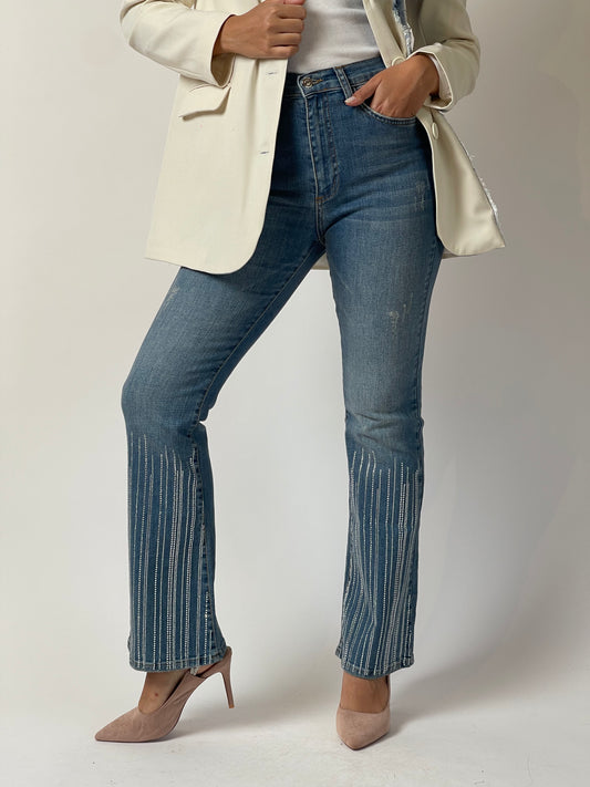 Crystal Hem Denim Pants