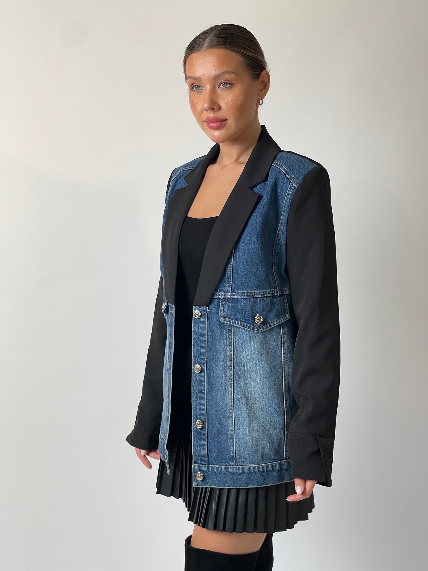 Hybrid Denim Blazer Vest