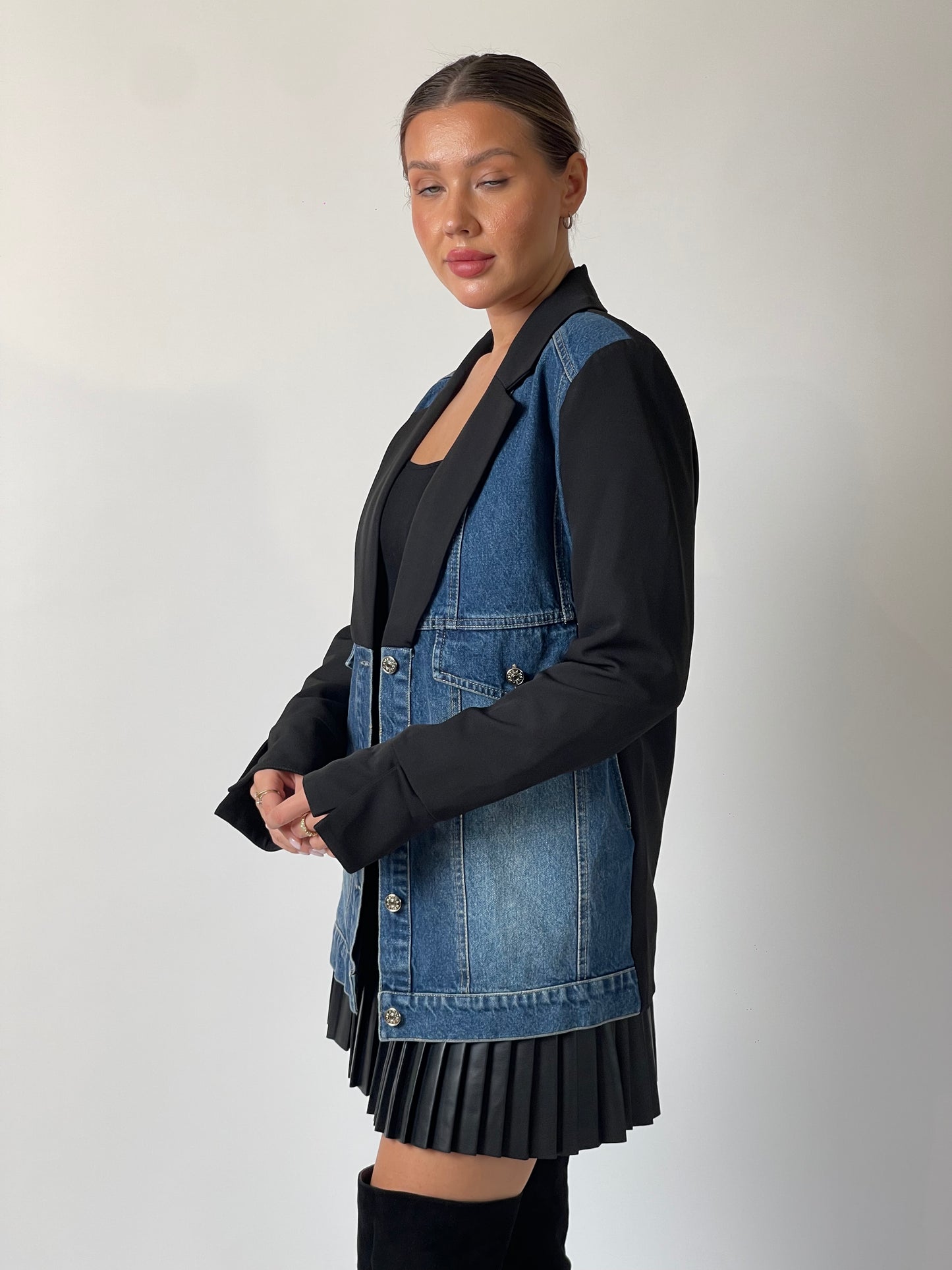 Hybrid Denim Blazer Vest
