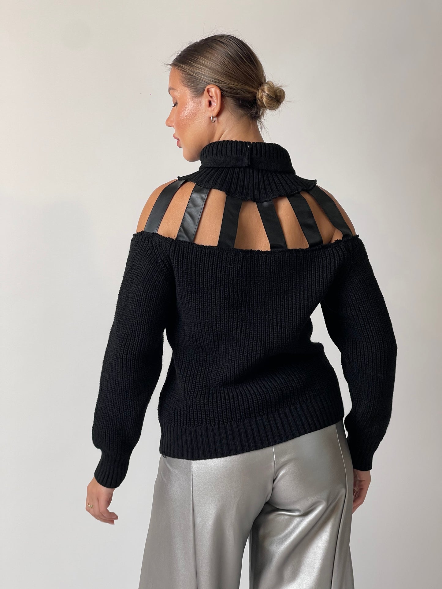 Crystal Cutout Wool Pullover