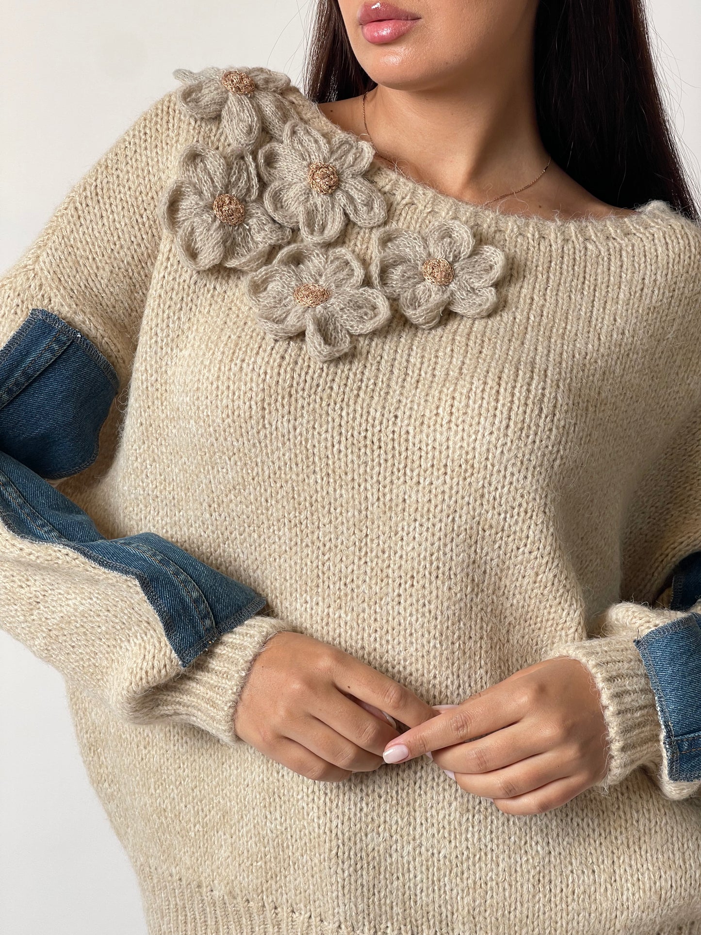 Wool & Denim Patch Pullover