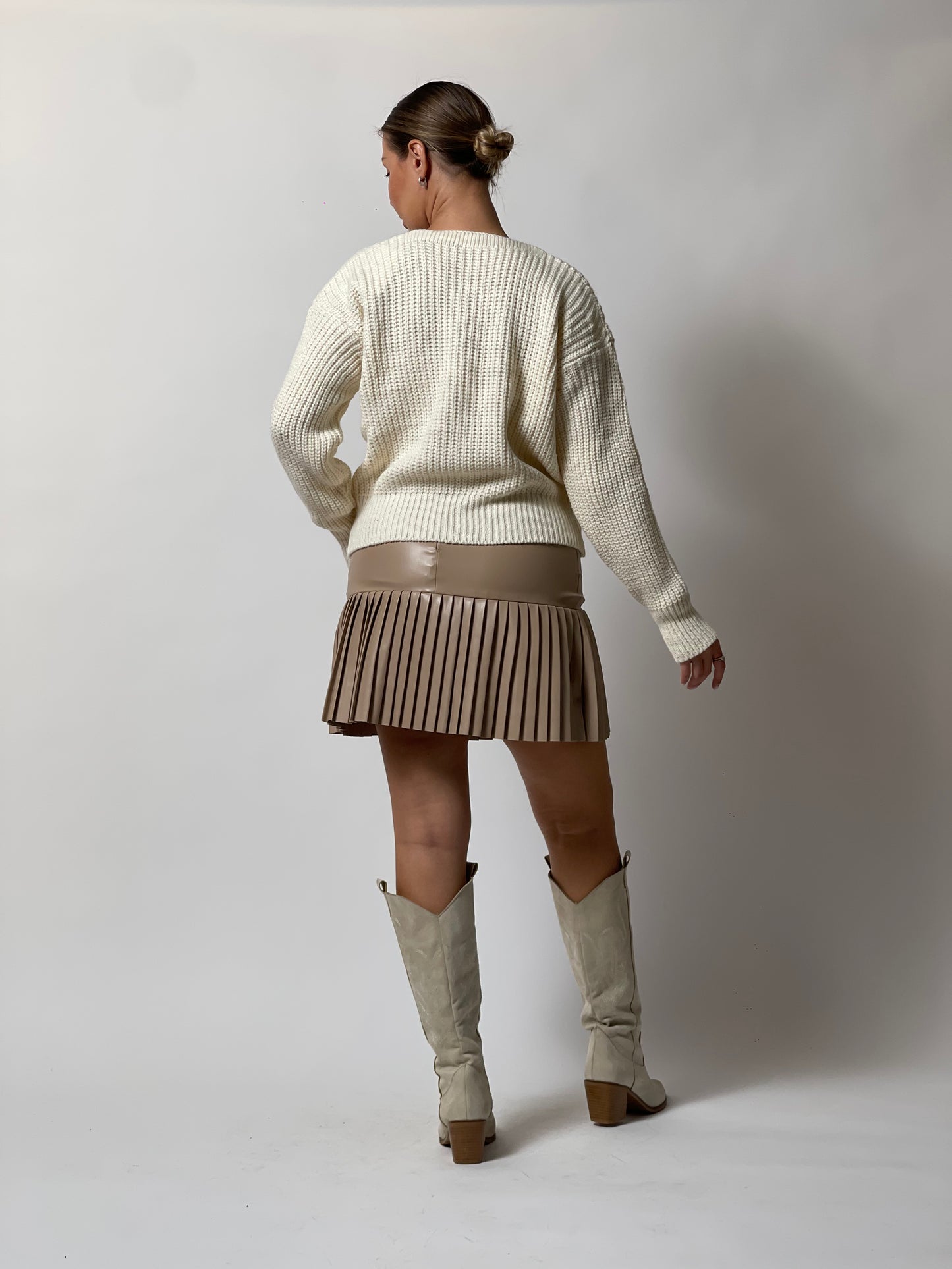 Pleated Leather Skirt