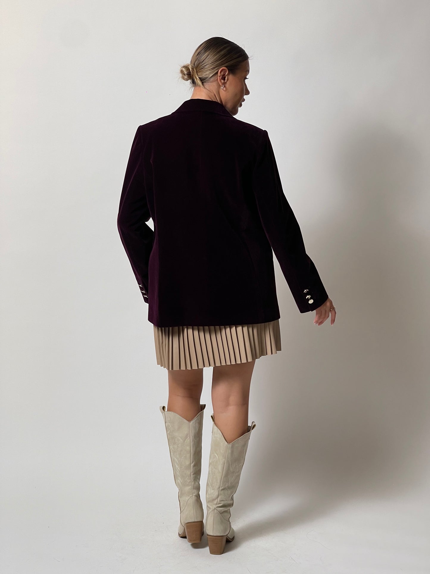 Velvet Blazer in Deep Plum