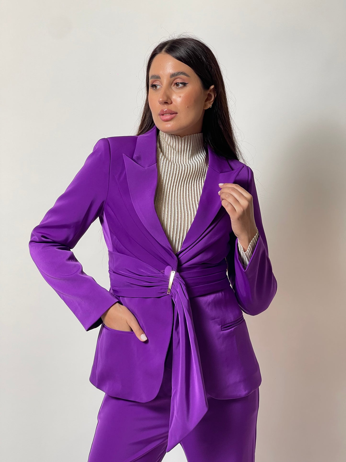Violet Satin Suit