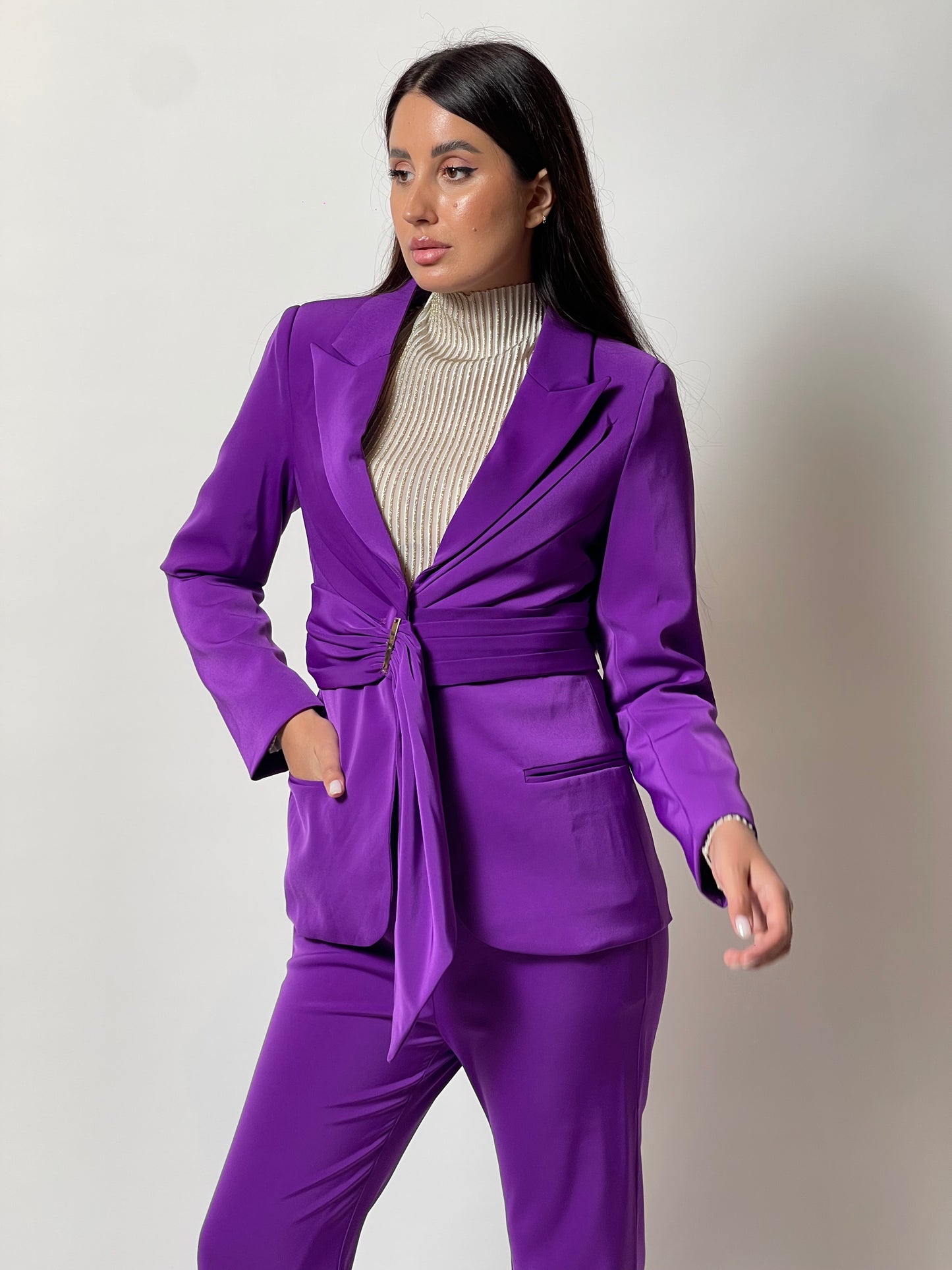Violet Satin Suit