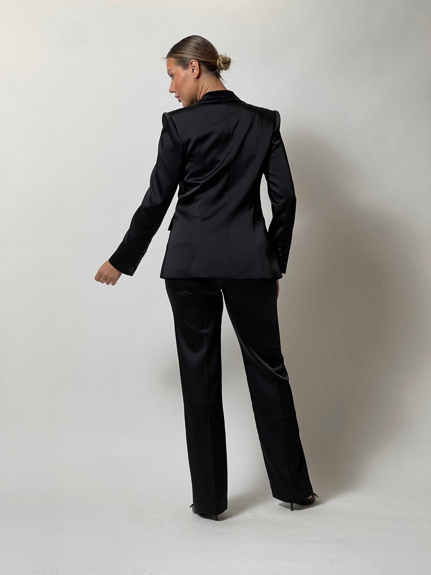 Noir Velvet-Trim Suit